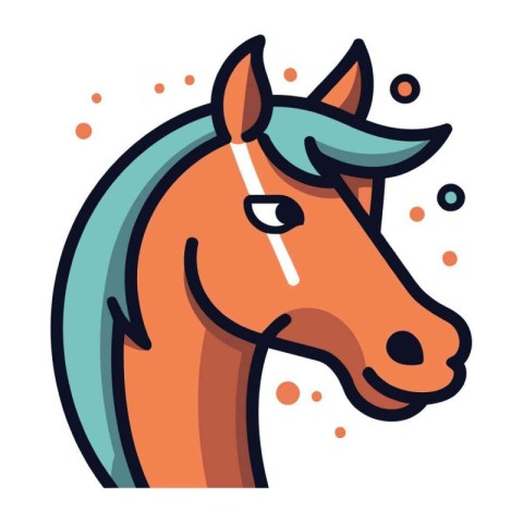 Horse head. Vector illustration in flat style on white backgroun