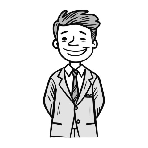 Vector illustration of a happy businessman in a suit. Cartoon st