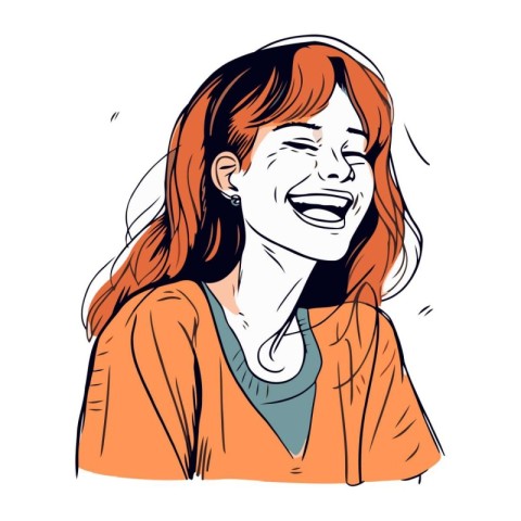 Vector illustration of a smiling young woman with red hair in an