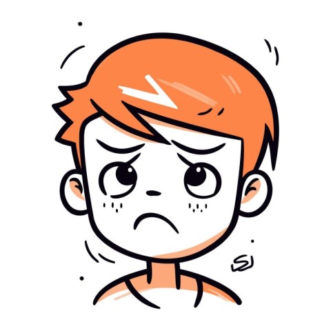 Illustration of a boy with a sad expression on his face.