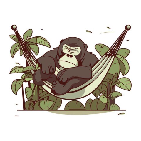 Gorilla sitting in hammock. Vector illustration for your design