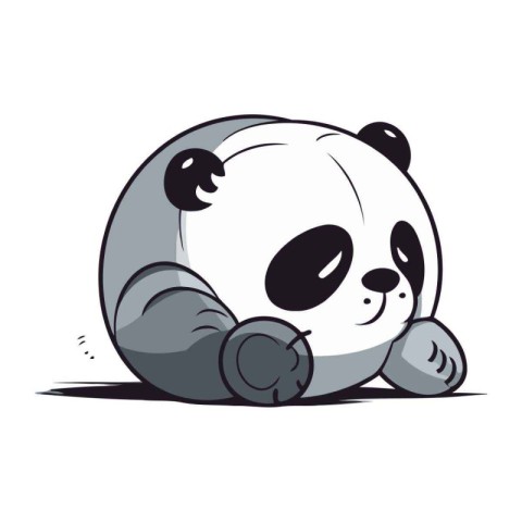 Cute panda bear cartoon vector illustration isolated on white ba