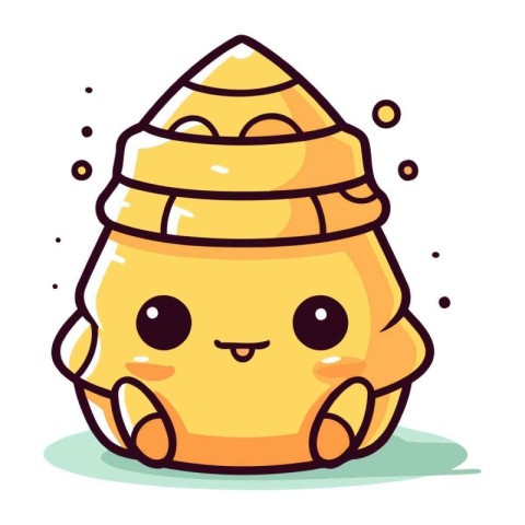 Cute cartoon kawaii beehive. Vector illustration.