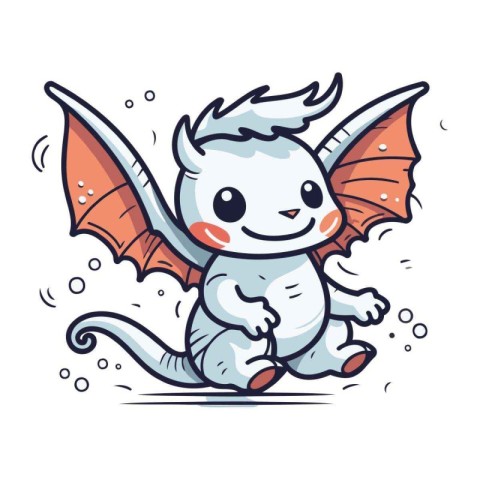 Cute cartoon dragon. Vector illustration isolated on a white bac