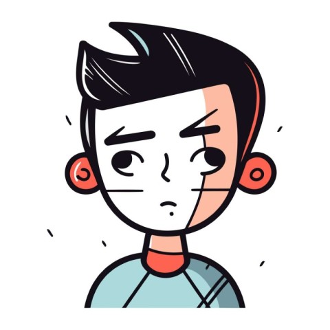 Illustration of a young man with angry expression. Vector illust