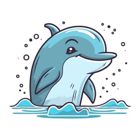 Cute cartoon dolphin. Vector illustration of a cute cartoon dolp