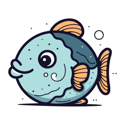 Vector illustration of a cute cartoon fish. Isolated on white ba