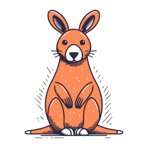 Cute kangaroo sitting on the ground. Vector illustration.