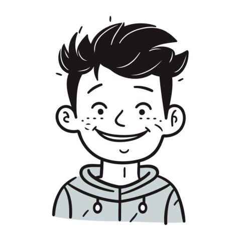 Vector illustration of a boy with a smile on his face. Hand draw