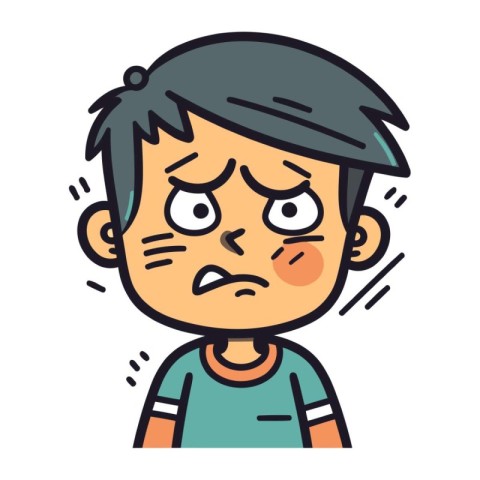 Illustration of a boy with a sad expression on his face.