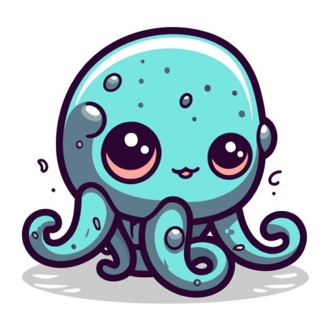 Cute cartoon octopus character. Vector illustration isolated on