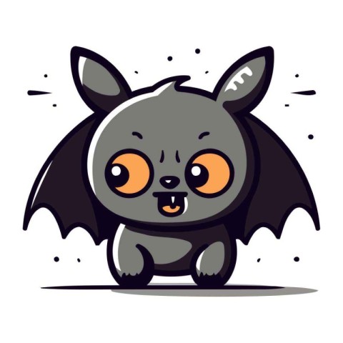 Cute cartoon vampire bat. Vector illustration isolated on white