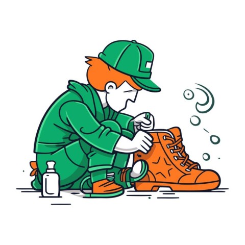 Vector illustration of a boy with sneakers and a bottle of water