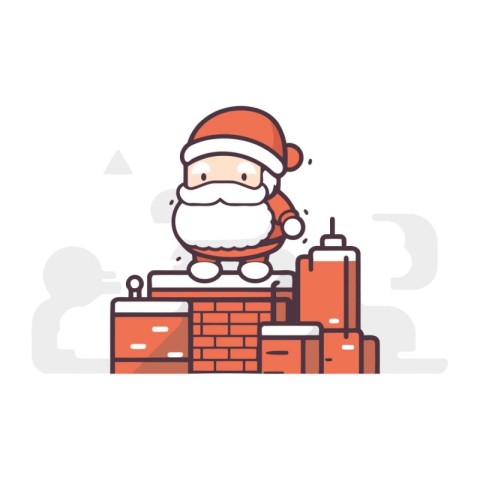 Santa Claus standing on the chimney. flat design vector illustra