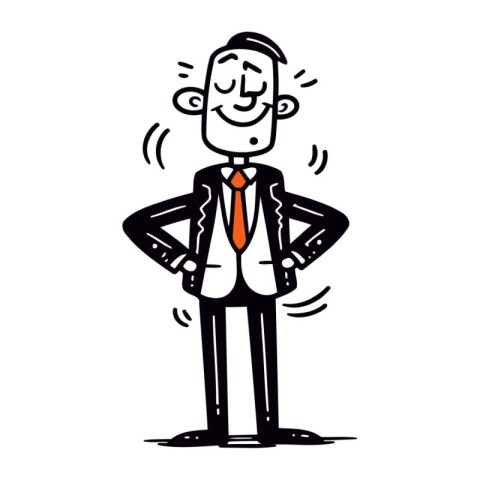 Businessman with briefcase. Vector illustration in doodle style.