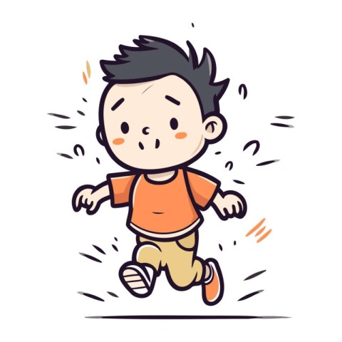 Running boy. Vector illustration. Isolated on a white background