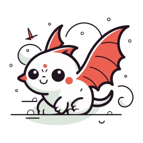 Cute cartoon dragon. Vector illustration. Isolated on white back