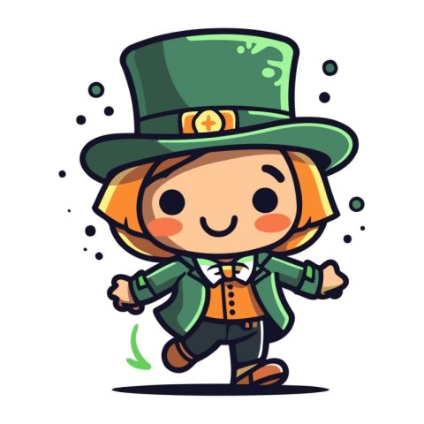 Cute Leprechaun Cartoon Character. Vector Illustration.