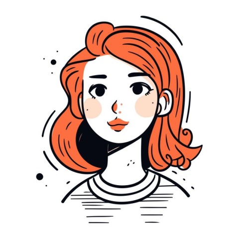 Vector illustration of a cute girl with red hair. Cartoon style.