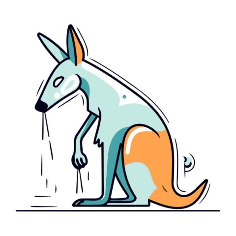 Kangaroo. funny kangaroo. Vector illustration in line art style.