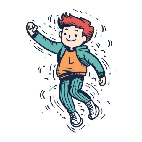 Cute boy jumping. Vector illustration of a happy child jumping.