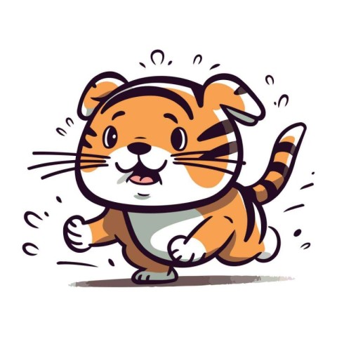 Cute cartoon tiger. Vector illustration isolated on a white back