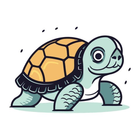 Cute baby turtle. Vector illustration in cartoon style on white