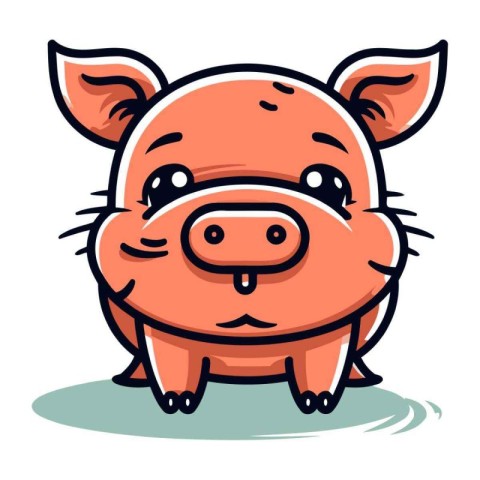 Cute cartoon pig. Vector illustration. Isolated on white backgro