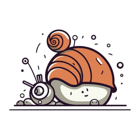 Cute cartoon snail. Vector illustration. Isolated on white backg