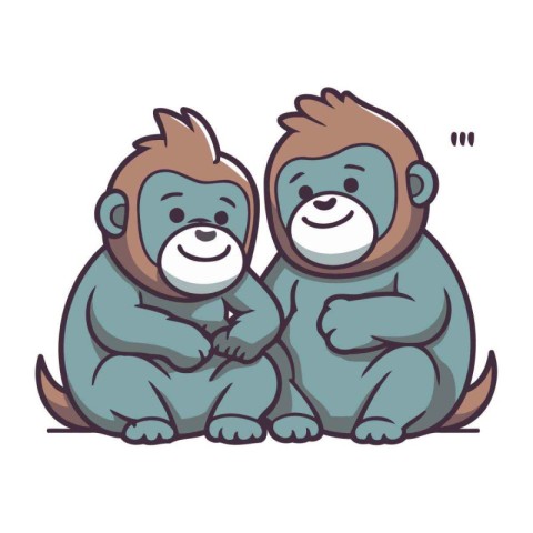 Gorilla and monkey. Vector illustration of a cute animal.