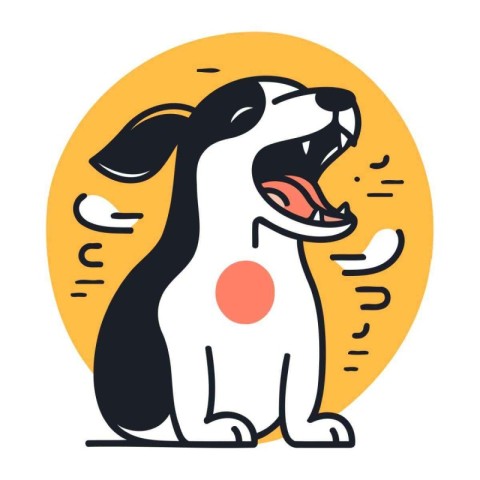 Funny dog with tongue out. Vector illustration in linear style.