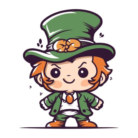 Cute Cartoon Leprechaun Girl. Vector Illustration.