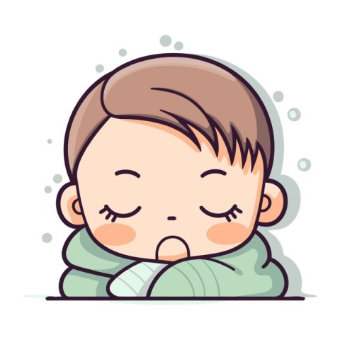 Illustration of a Cute Baby Boy Crying. Cartoon Style Vector