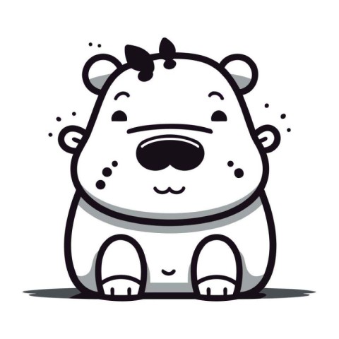 Cute cartoon hippopotamus on white background. Vector illustrati