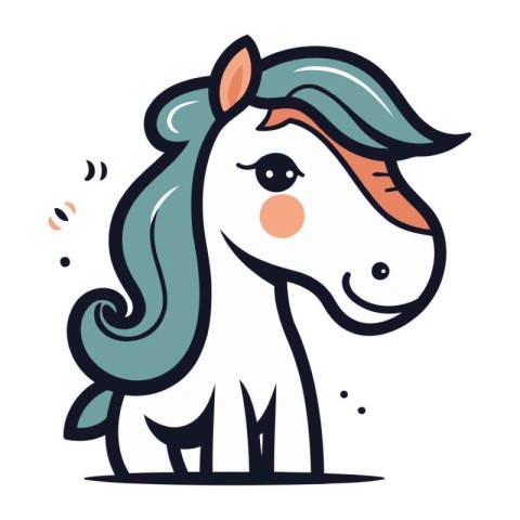 Cute cartoon horse isolated on a white background. Vector illust