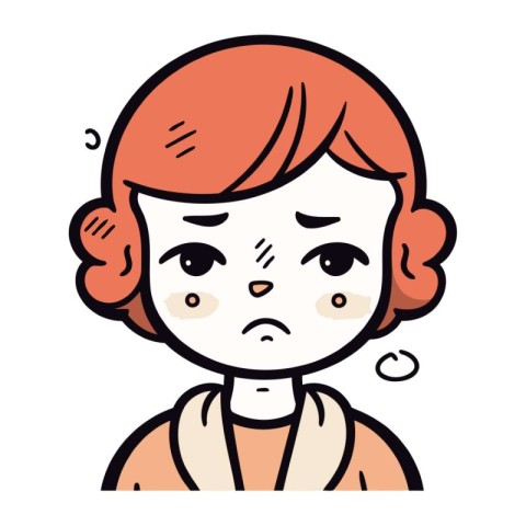 Crying Girl Face  Cartoon Vector Illustration