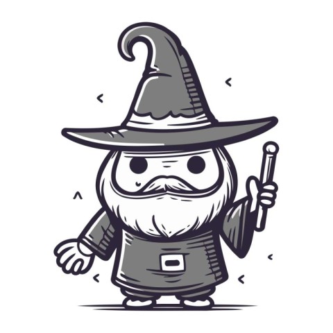 Cartoon Wizard Mascot Character. Vector Illustration. Isolated o