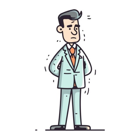 Businessman feeling sad. Vector illustration in doodle style.