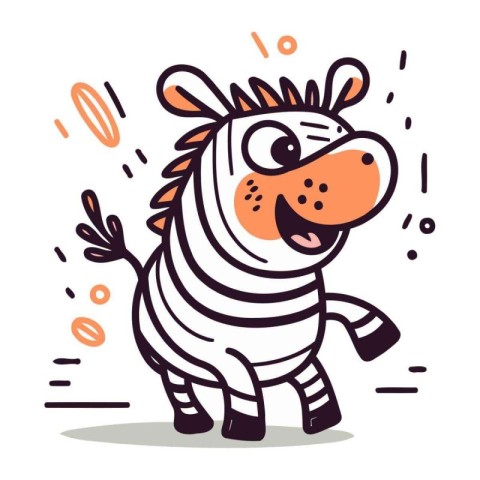 Cute cartoon zebra. Vector illustration in doodle style.