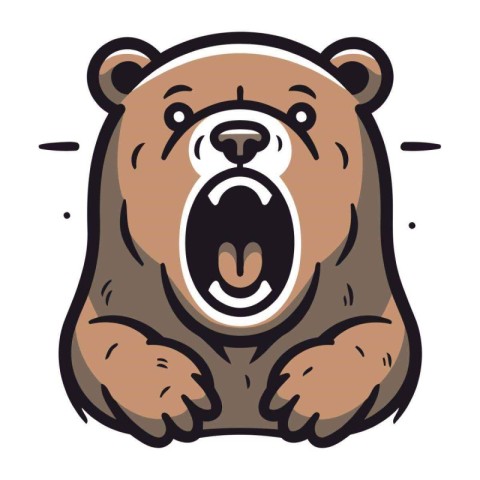 Illustration of a bear with an angry expression on its face.