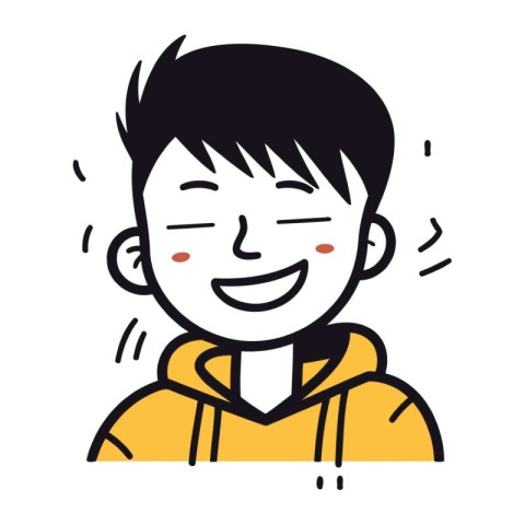 Illustration of a happy boy wearing a yellow hoodie and smiling