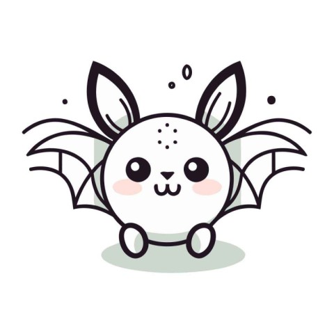 Cute cartoon bat. Vector illustration isolated on a white backgr