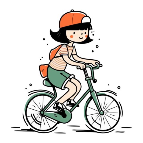 Girl riding a bicycle. Vector illustration of a girl riding a bi