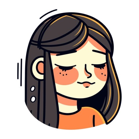 Vector illustration of a girl with a sad face. Cartoon style.