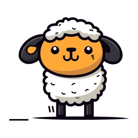 Cute sheep. Vector illustration. Isolated on white background.