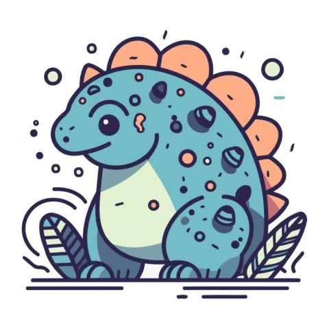 Cute cartoon dinosaur. Vector illustration in doodle style.