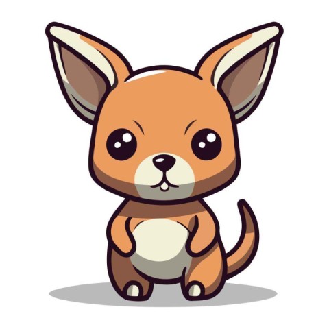 Cute dog cartoon character vector illustration. Cute kangaroo an