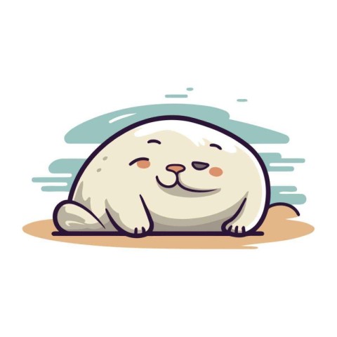 Sleeping seal. Cute cartoon animal. Vector illustration.