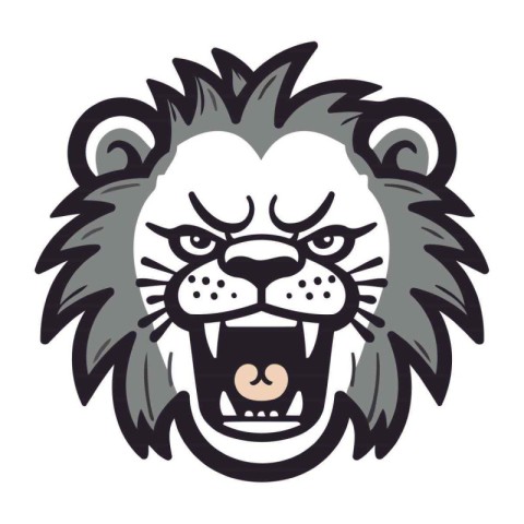 Angry lion head. Vector illustration isolated on a white backgro