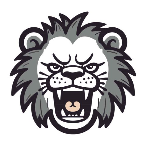 Angry lion head. Vector illustration isolated on a white backgro